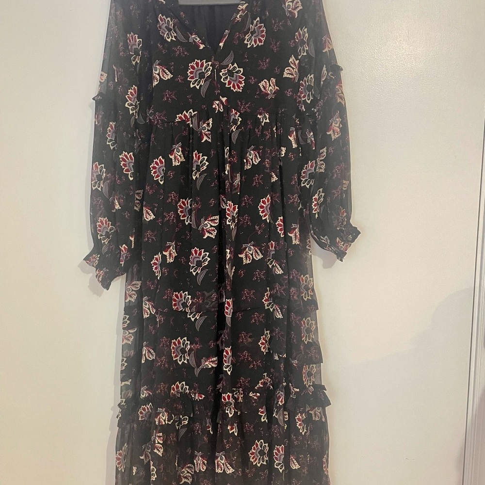 Patrons of Peace Black and Red Floral Dress